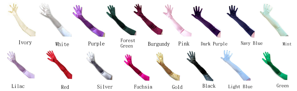 Color Long Satin Glovew Women