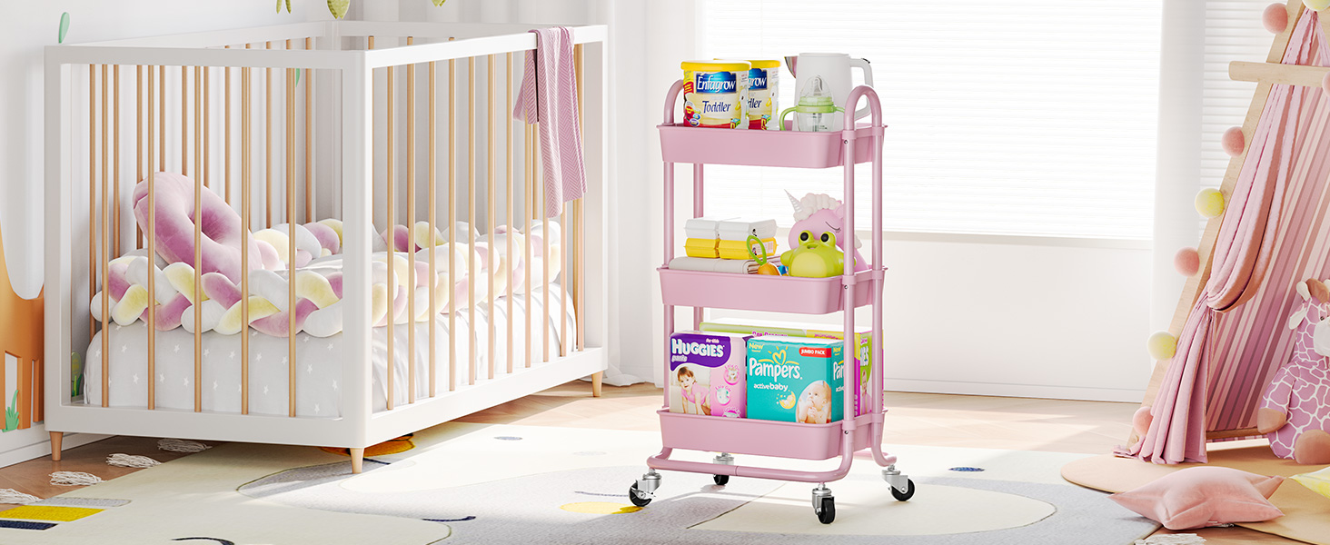 TOOLF 3Tier Rolling Utility Cart, Utility Cart with Wheels