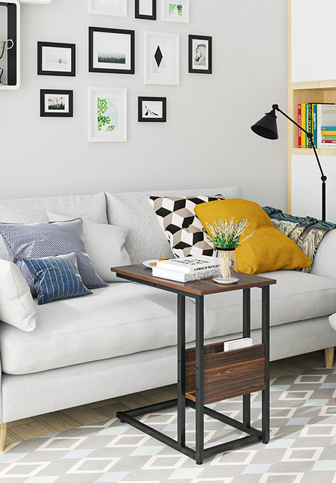 WOLTU Set Di 2 Tavolini Da Salotto. Tavolini Da Caffè Laterali Da Divano. Tavoli Bassi Da Soggiorno In Legno E Acciaio. Stile Industriale. Colore Legno E Nero 17 Tavolini da Caffè.