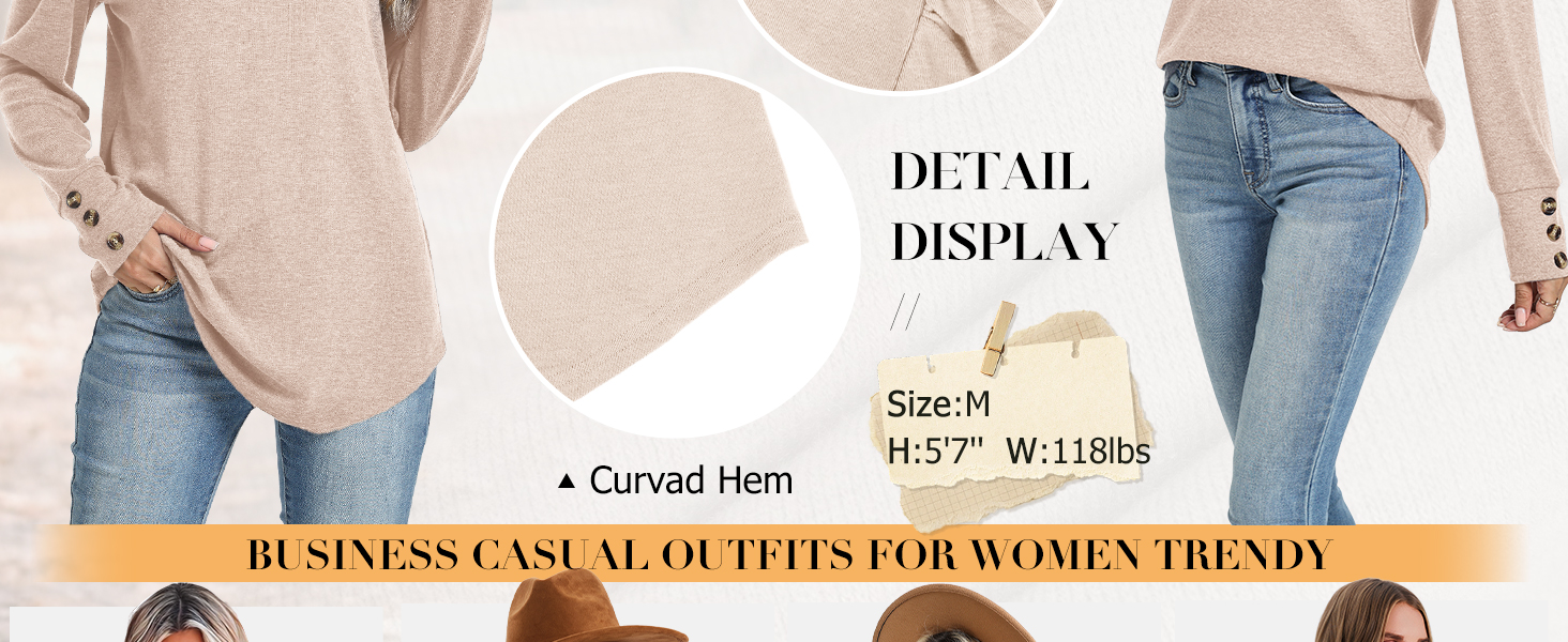 Business Casual Outfits for Women Long Sleeve Tops