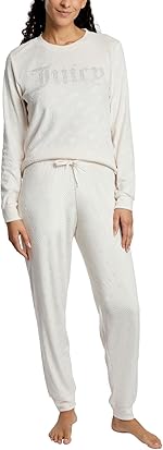 Juicy Couture Velvet Fleece 2 Piece Long Sleeve Sweatshirt Pullover Top and Pant Set