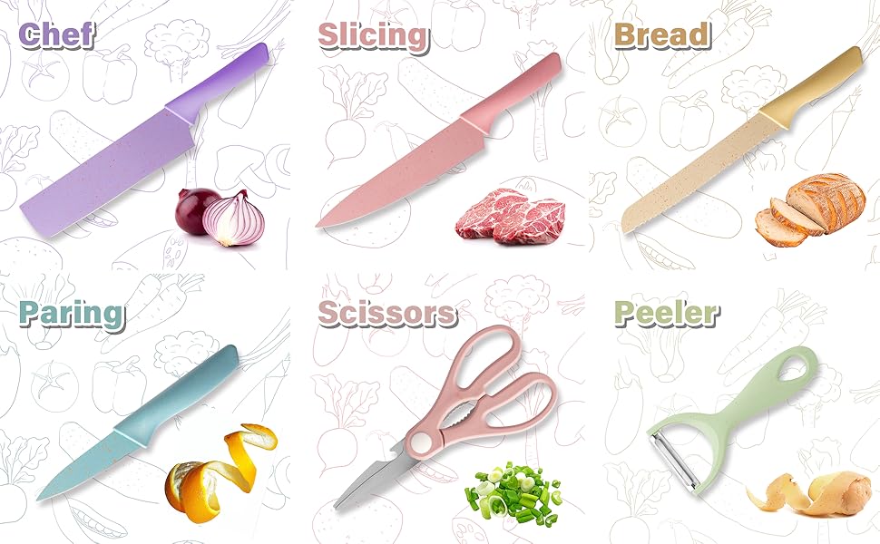 colorful knife set