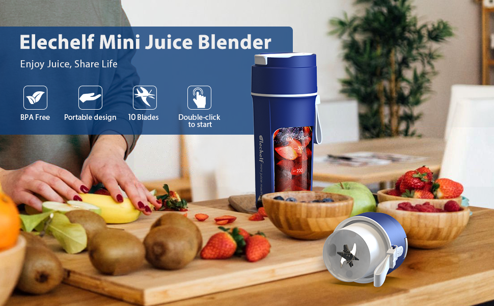 Elechelf Portable Blender, Mini Blender for Shakes and Smoothies