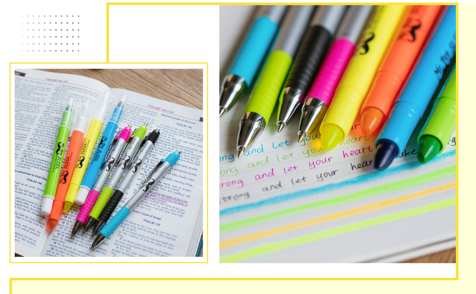 Mr. Pen Bible Highlighters and Pens No Bleed, 8 Pack, Bible Journaling