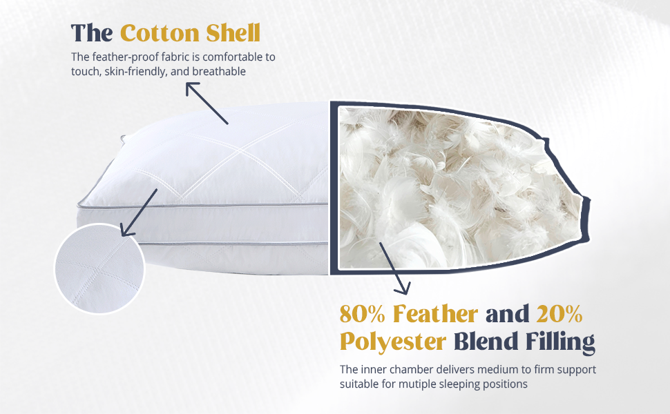 puredown® Goose Feathers Down and Fiber Pillows, Made in
