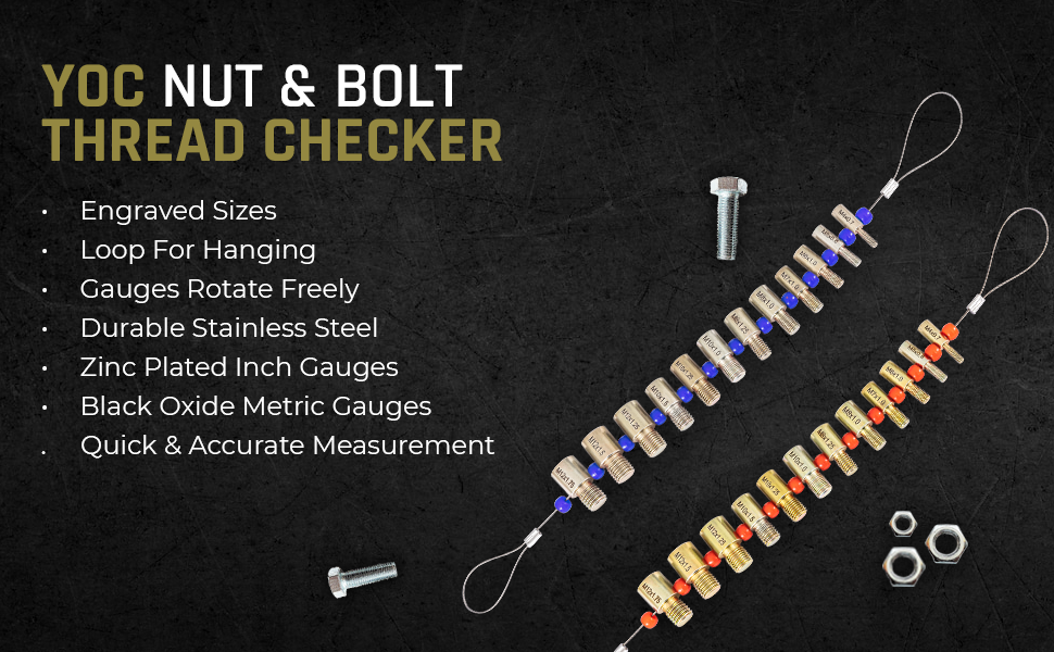 YOC Bolt Size and Thread Gauge Thread Pitch Gauge Nut and Bolt Thread