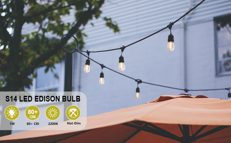 BORT LED S14 Replacement Light Bulbs, Shatterproof Outdoor String Light