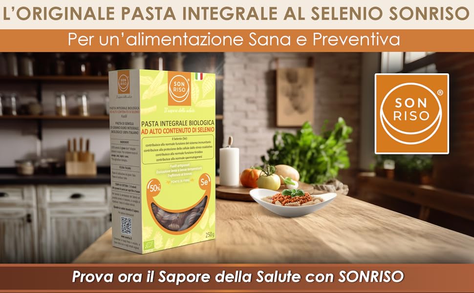 pasta integrale selenio sonriso biologica integrali fusilli penne artigianale trafilata