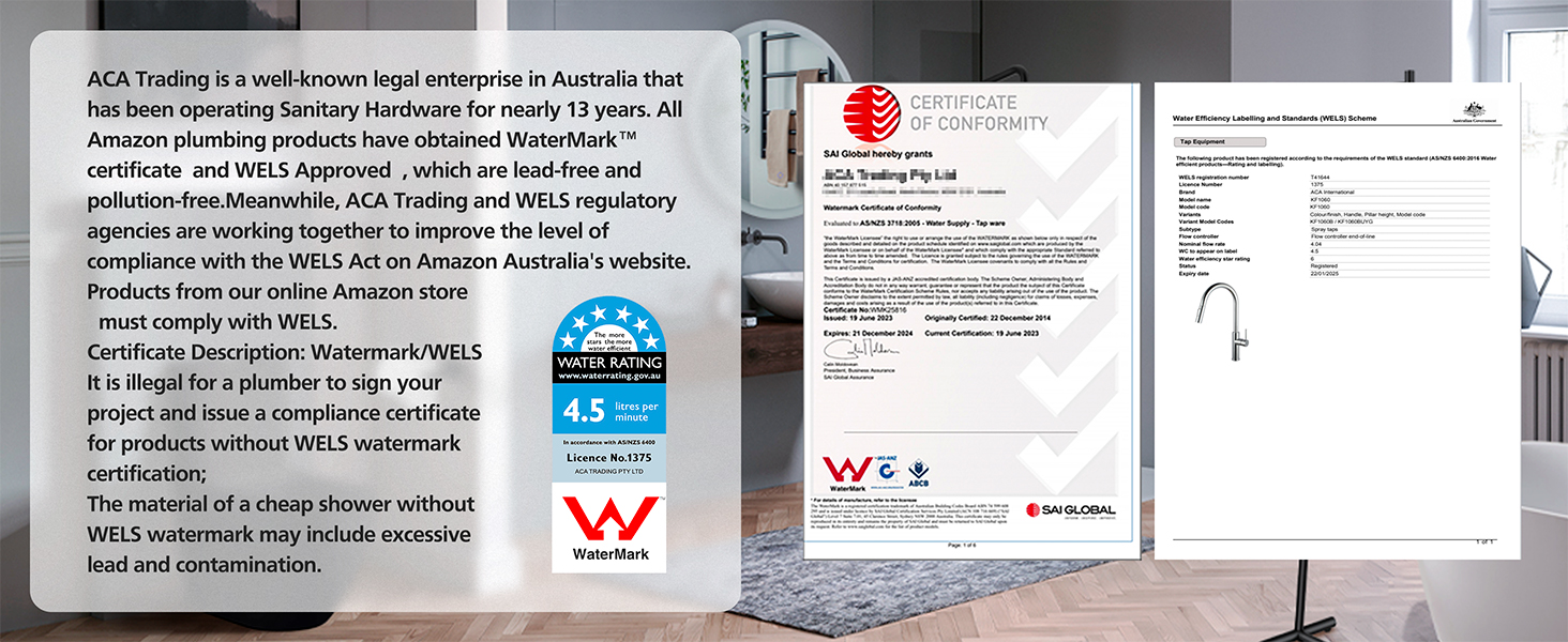 Kitchen tap WELS & Watermark certification