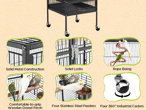 バードスタンド Amazon.com : Yaheetech Wrought Iron Bird Cages, Play Top