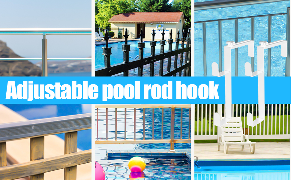 SAVITA 2pcs Pool Pole Hangers Hooks, Vinyl Fence Hooks for