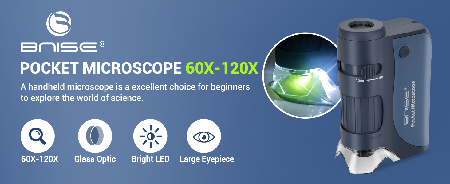 Pocket Microscope 60X120X, Portable Handheld Microscope