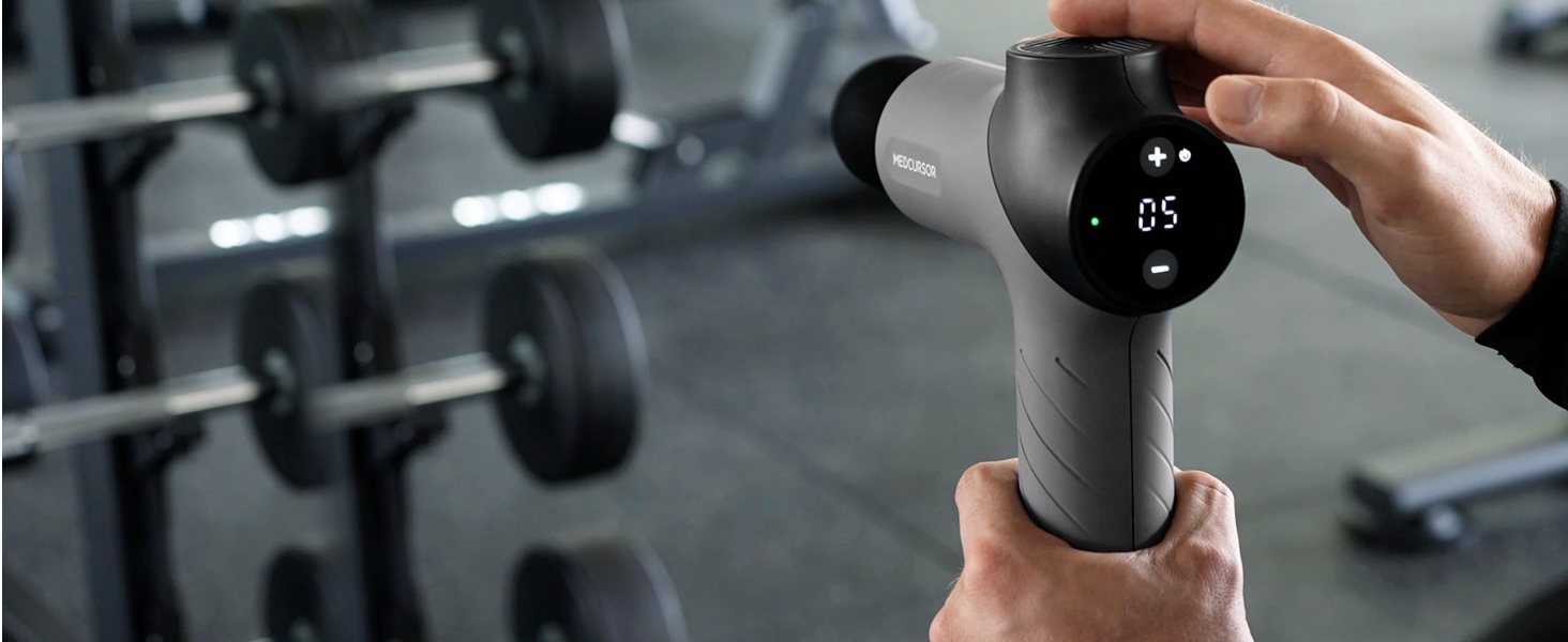 Massage Gun Deep Tissue, Handheld Muscle Massager Gun with LCD Touch Display, Quiet Brushless Motor, Carry Case, Portable Percussion Massage Gun for A 10 1