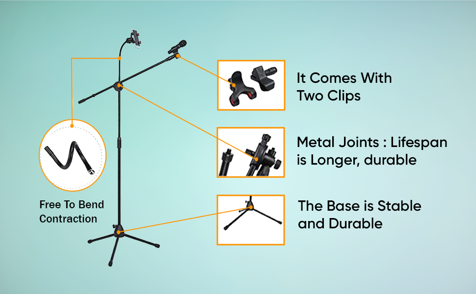 Techtest Mic Stand for Singing Condenser Microphone Stand with Mobile