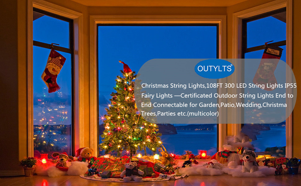 Christmas String Lights End-to-End Plug 8 Modes 108FT 300 LED IP55