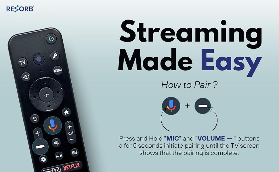 RESORB LED‑800 smart TV remote with voice control and LED backlight, works with Sony TVs