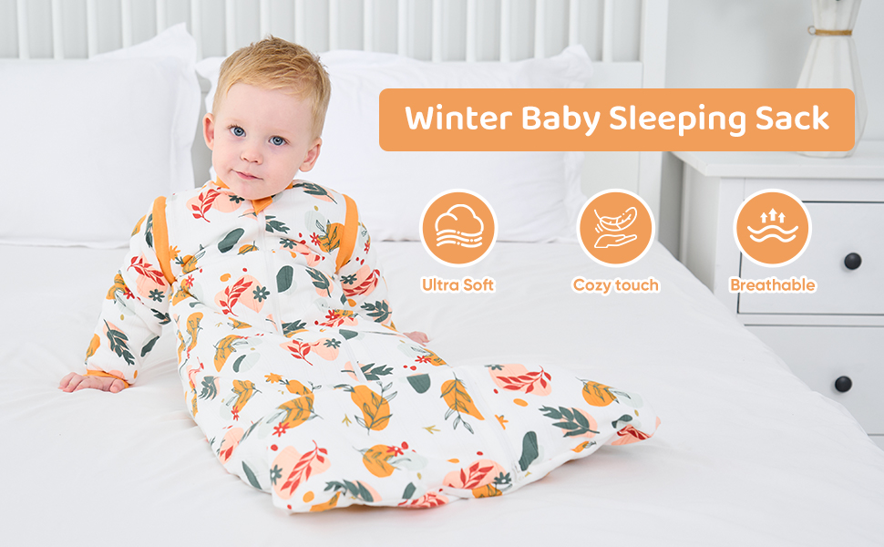 Baby Sleeping Bag 2.5 Tog Baby Autumn Winter Long Sleeve Sleeping Bag