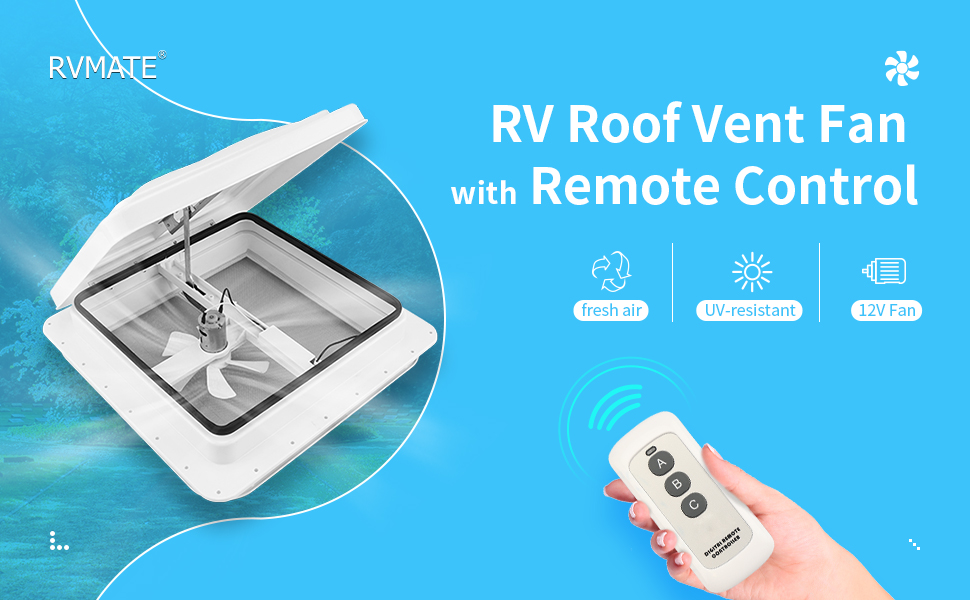 RVMATE 14" Remote RV Roof Vent Fan for RV/Camper/Trailer