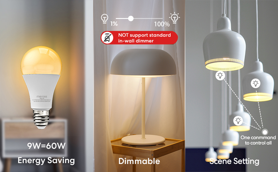 meross Smart Light Bulb, WiFi LED Light Bulbs Compatible with Apple