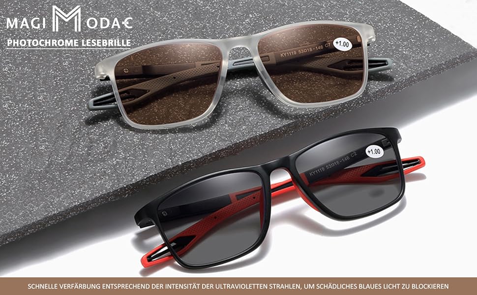 Damen Herren Selbsttönende Lesebrille mit Sonnenbrille UV400 Schutz Lesehilfe Sehhilfe 