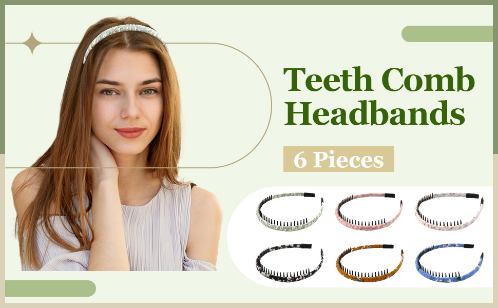 Casoty 6 Pcs Comb Headband, Headbands for Women, Headbands