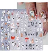 Halloween Nail Art Stickers 3D Self-Adhesive Nail Decals Flower Ghost Cobweb Sticker for Nails De...