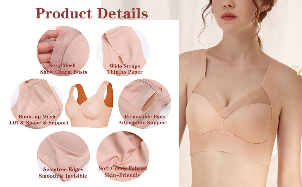 seamless wirefree sleep bra for women lift push up true bra thin soft comfortale daily bralette
