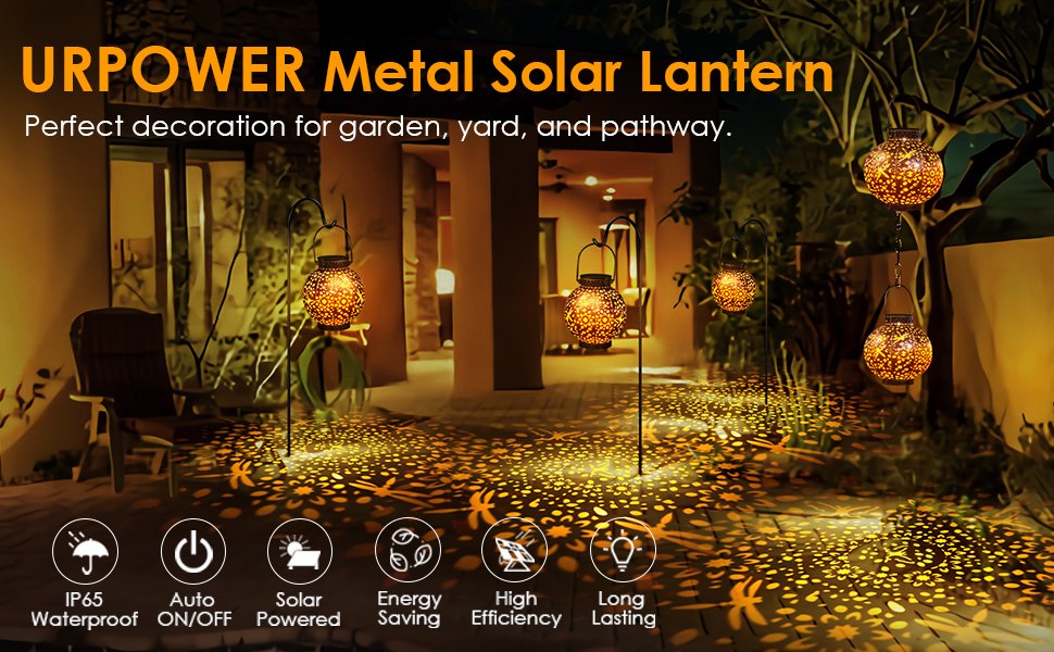 URPOWER Solar Lights Outdoor, Upgraded 2 Modes Solar Lights 2in1