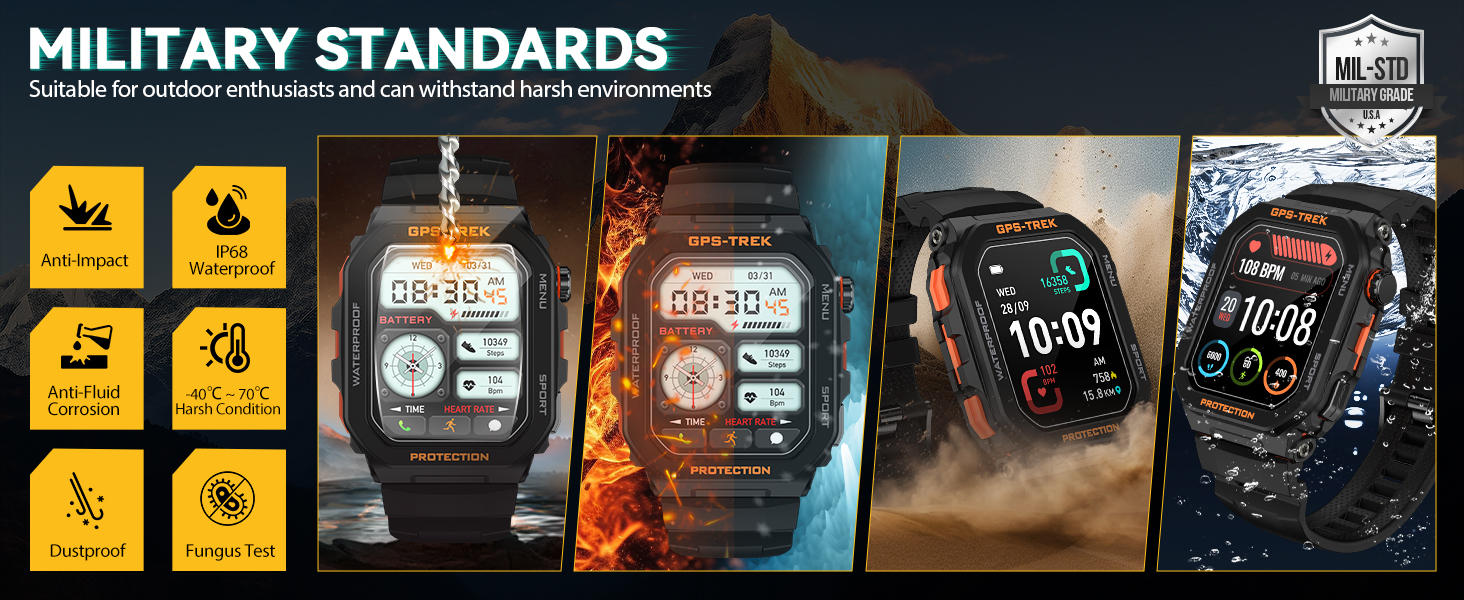Military Smart Watches for Men Built-in GPS
