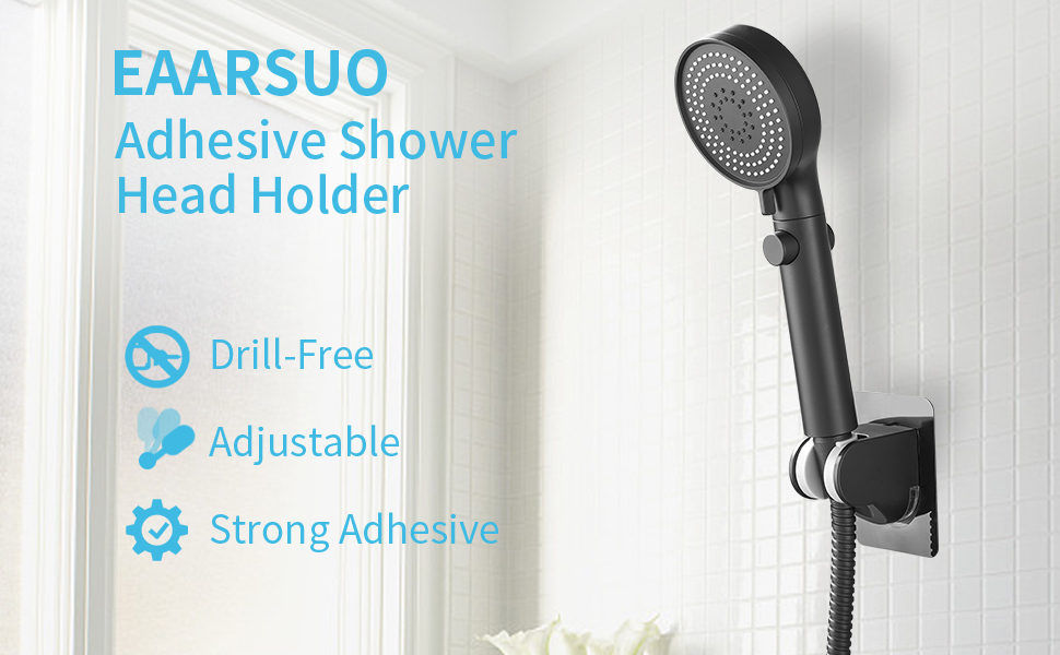 EAARSUO Shower Head Holder Wall Mount, Shower Head Holder Adhesive