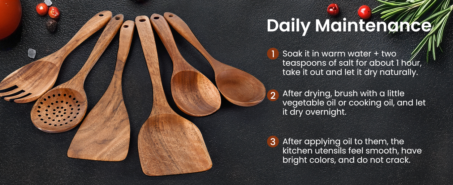 wooden kitchen utensil set