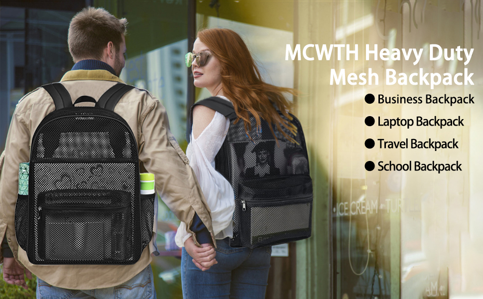 MCWTH Heavy Duty Mesh Backpack, See Through College