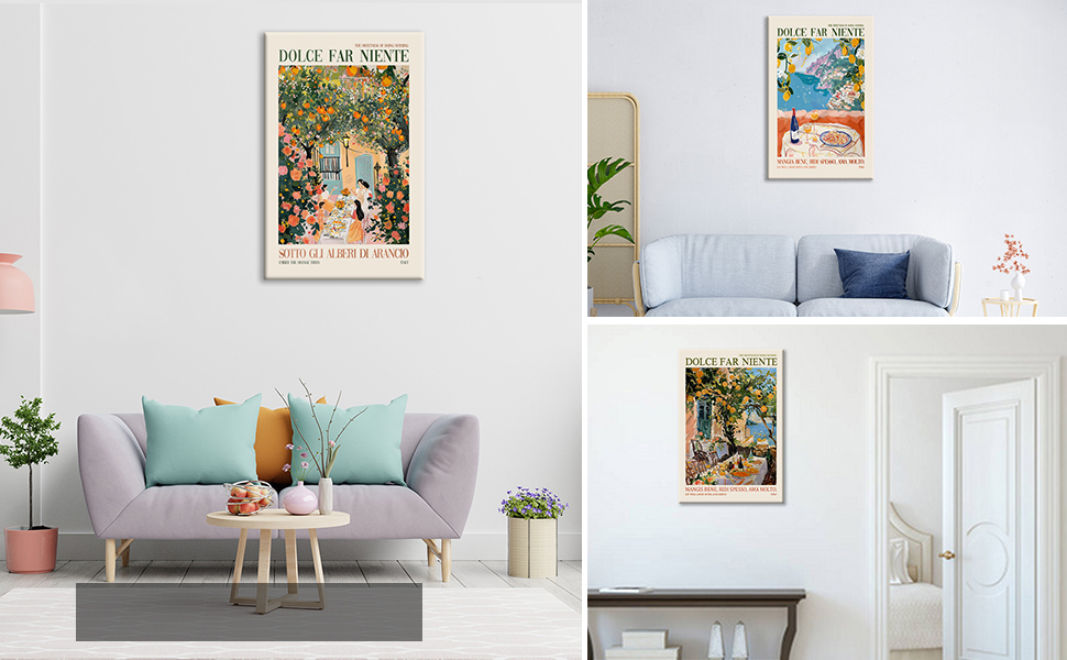 Italian Al Fresco Lover Quote Italy Food Kitchen Wall Art Painting, Italian Amalfi Home Decor Gift