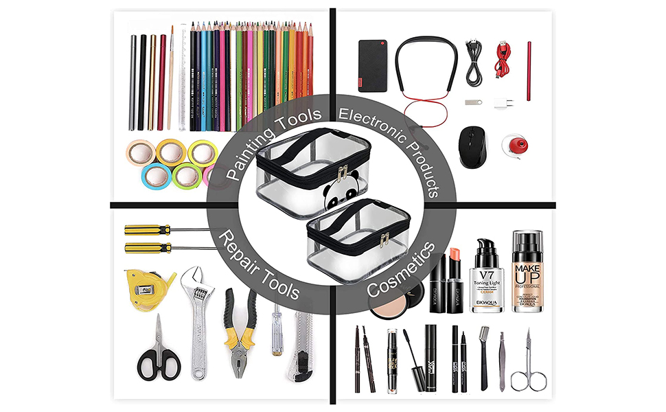 Masterstor 2Set Multipurpose Transparent Travel Pouch Makeup Organizer