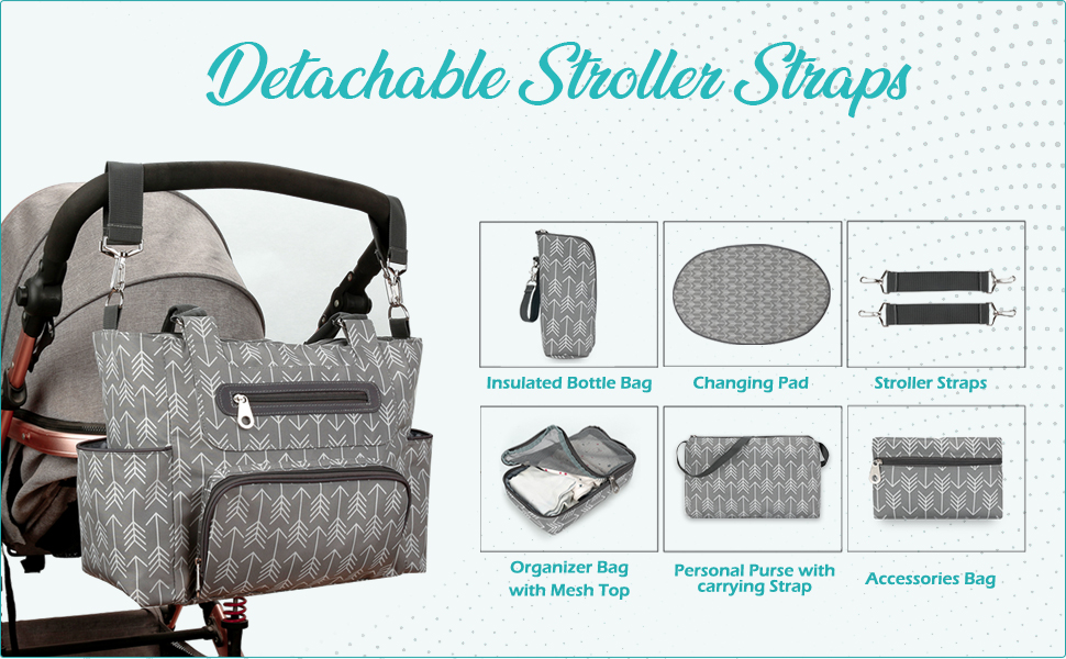 Little Story Diaper Bag Set of 6 with Stroller Hooks