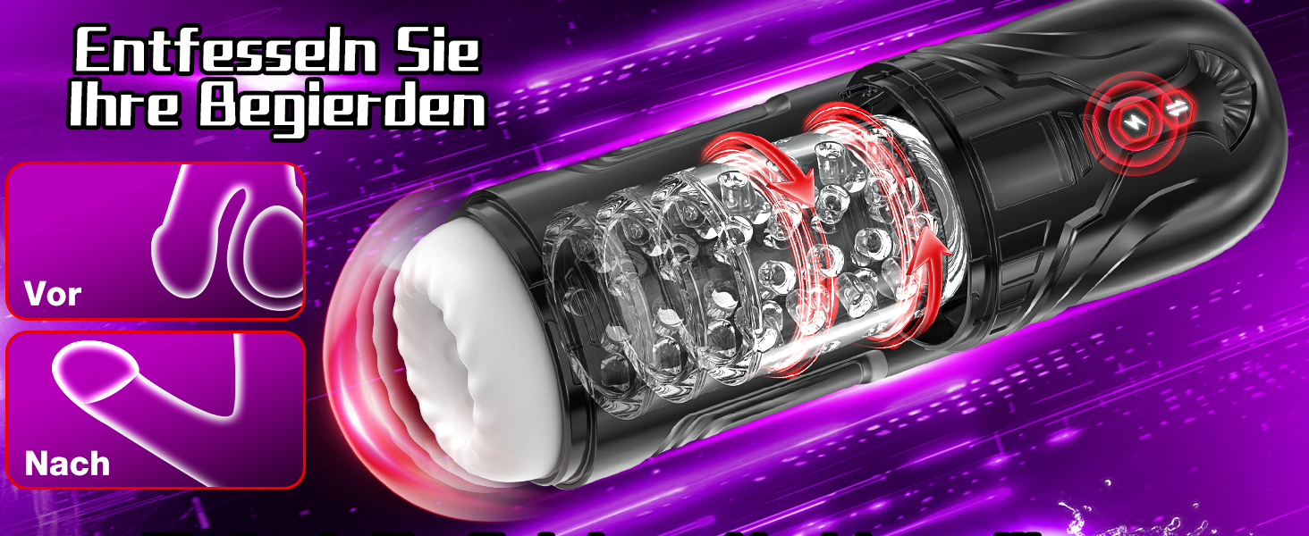 Der Text lautet „Entdeckeln Sie Ihre Lieblingsarten“. Energy-Drink-Dosendesign mit rosafarbenem und schwarzem Farbschema vor violettem Hintergrund.