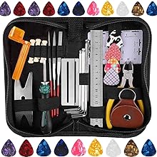 45Pcs Guitar Repairing Maintenance Tool Kit with Carry Bag Guitar Pick, For Guitar Ukulele Bass Mandolin Banjo,Guitar Care Cleaning Accessories Set, Perfect Gift for Music String Instrument Enthusiast 12 Guitar Toolkit