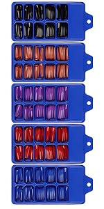 colorful long press on false nails coffin glossy