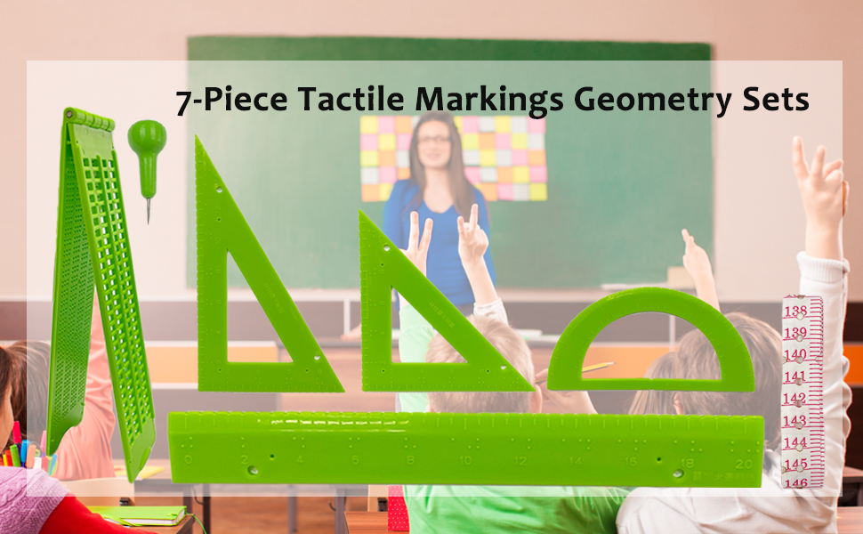 Protractor, Ruler, Square(30°/60°), Soft Tape, Braille