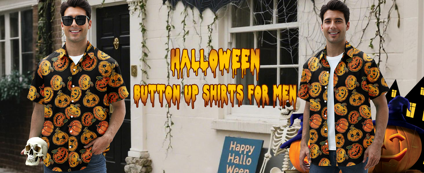 Halloween button up shirt for men