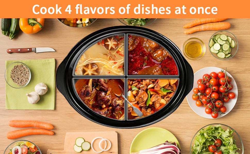 Slow Cooker Liners Divider 4 in 1, Silicone Crockpot Liner