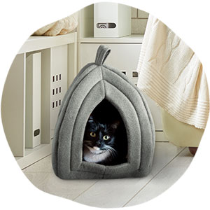 PetMaker Igloo Pet Bed with Removable Cushion Pad, Grey