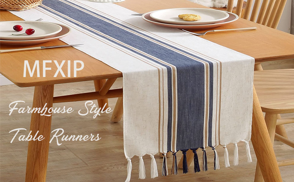 Table Runner, Farmhouse Style Linen Table Runner with