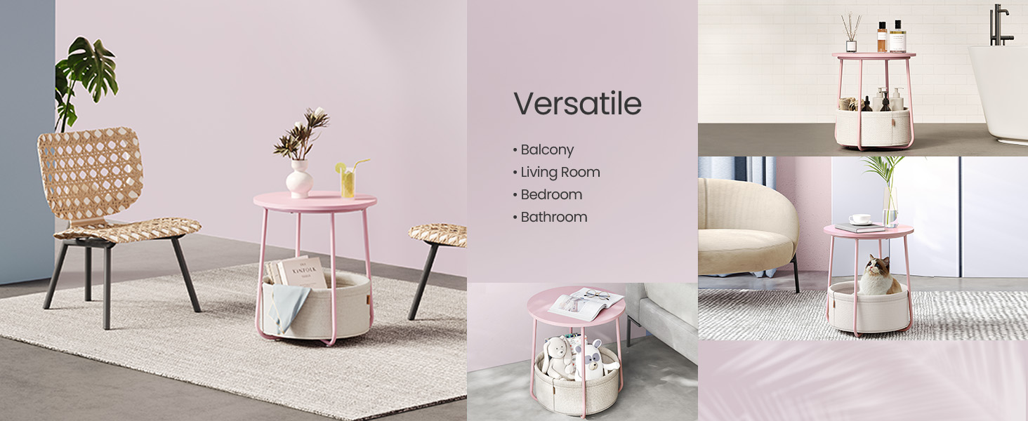 LET223R61-P-2 VASAGLE Small Round Side End Table