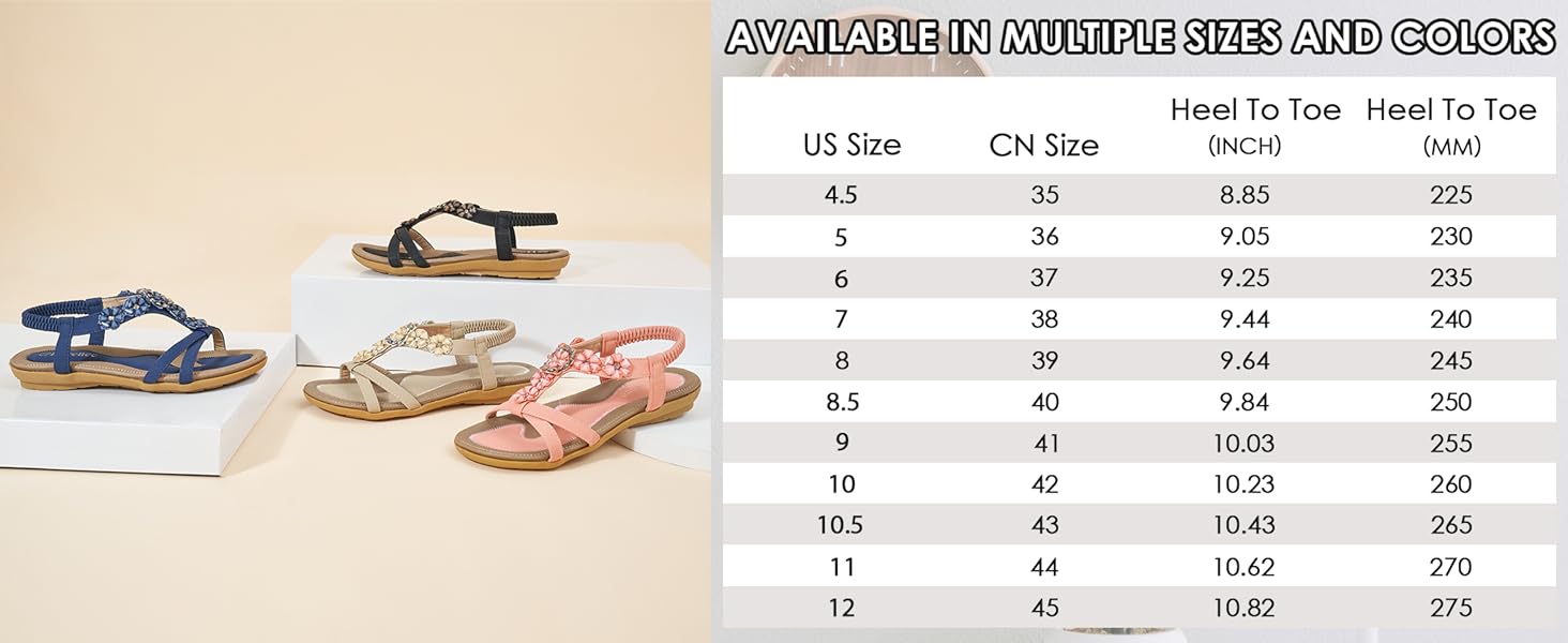 Sandals for Women Summer Flats: Comfortable Flats Shoes Slip on Open Toe Bohemian Beach Sandal