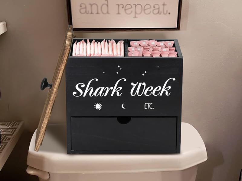 Tampon Holder for Bathroom Decor and Storage, Wood Feminine