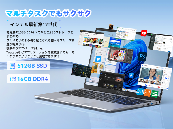 Amazon.co.jp: ACEMAGIC ノートパソコン 軽量 Twin Lake N150初