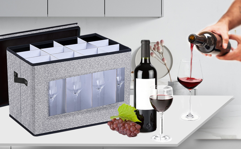 JAYSDAYLY Stemware Storage Cases with Dividers,Wine Glass