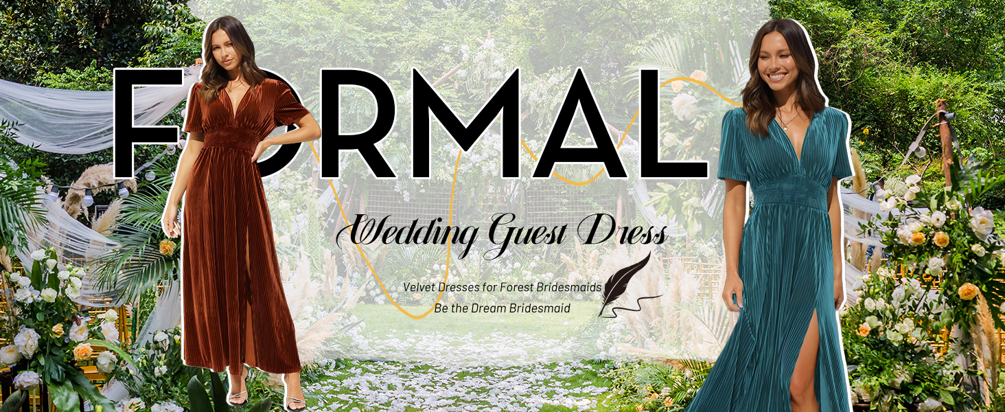 velvet wedding guest dresses for women