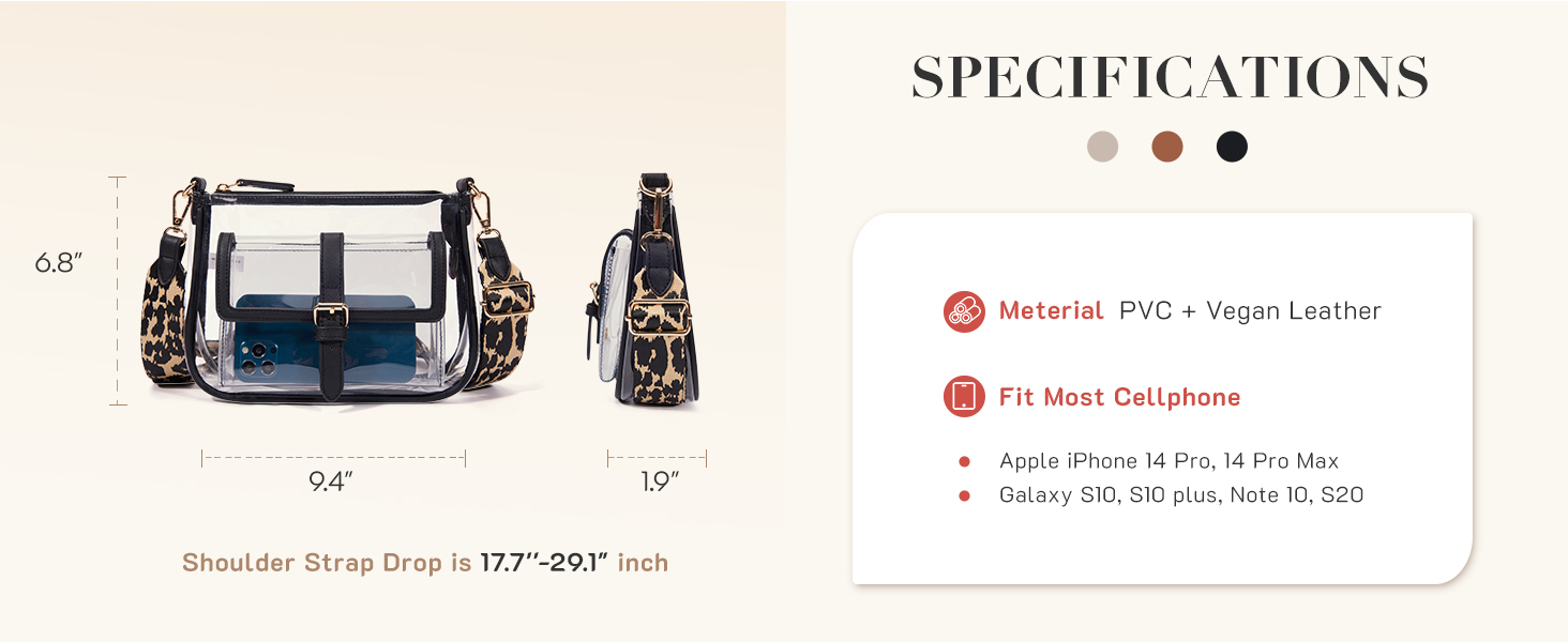 clear purses for women stadium